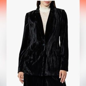 Black Velvet Notch Lapel Single-Button Blazer